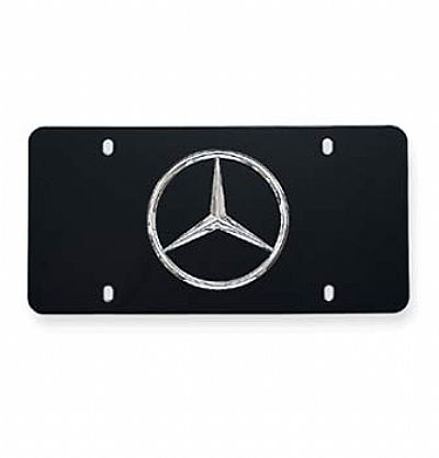 Mercedes Black Plate Chrome Star 